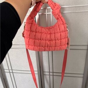 Coral Quilted Shoulder Bag